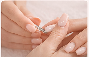 Servicio de uñas con acabado nude elegante